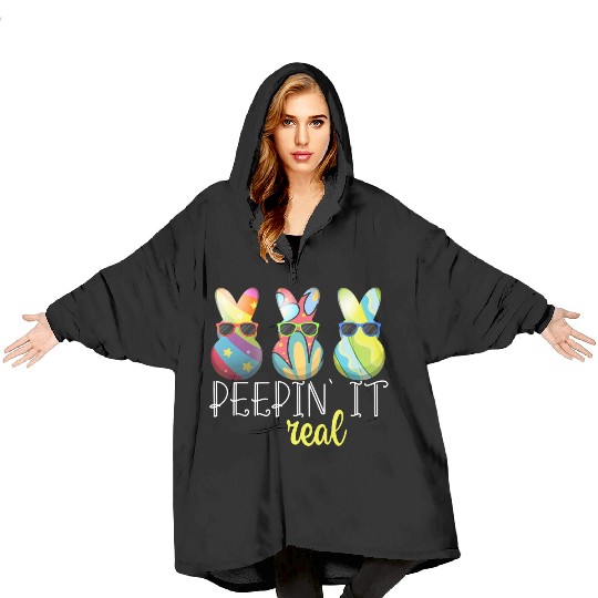 Peepin 39 It Real Happy Easter Bunny Egg Hunt Blanket Hoodies