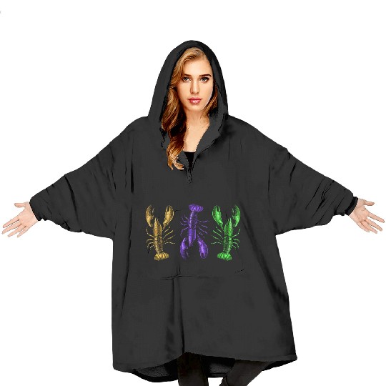 Lobster Mardi Gras Blanket Hoodies