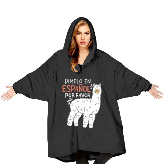 Spanish Teacher Llama Blanket Hoodies