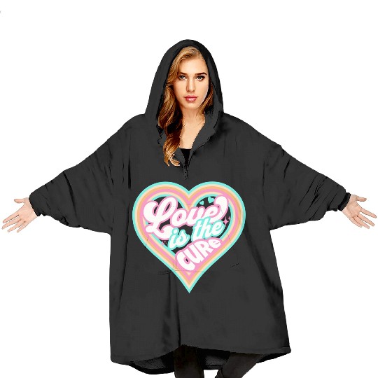 LOVE IS THE CURE (pink) Blanket Hoodies