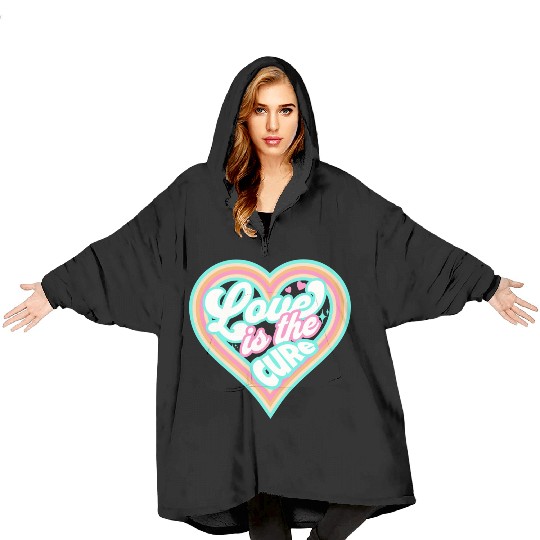 LOVE IS THE CURE (blue) Blanket Hoodies