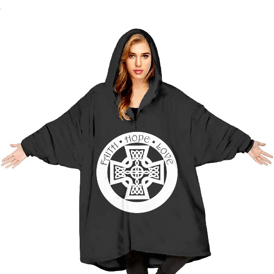 Timeless Celtic Cross With Celtic Knots Blanket Hoodies