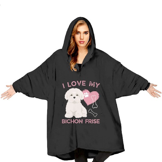 Cute puppy Bichon Frise Valentines Dog lover dogs Blanket Hoodies