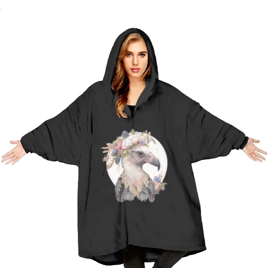 Cute Vulture Bird Flower Crown Floral Exotic Birds Blanket Hoodies