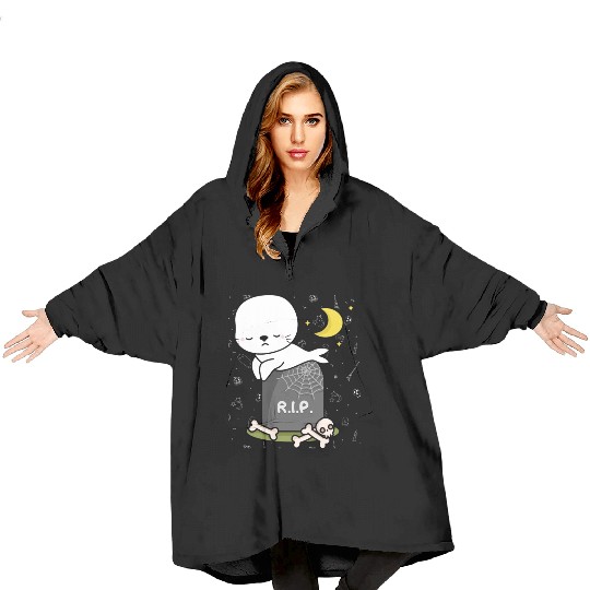 Boo Cute Seal Halloween design trick or treat RIP Blanket Hoodies
