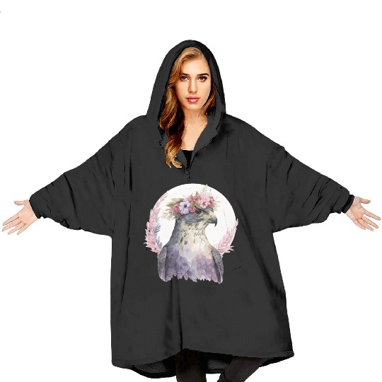 Falcon Birds Of Prey Flower Crown Floral Bird Watc Blanket Hoodies
