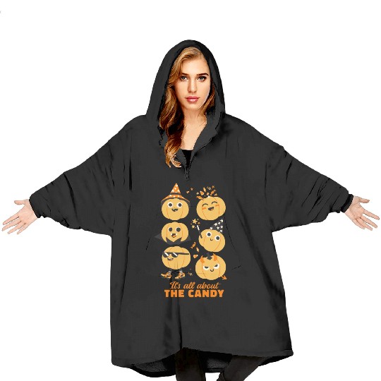 Halloween Pumpkin Cute Kids Candy Blanket Hoodies