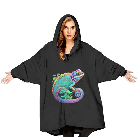 Cute Chameleon is a colorful beautiful Cute animal Blanket Hoodies