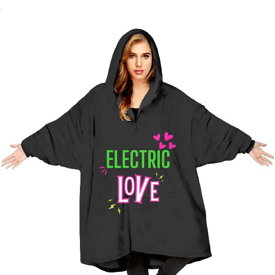 Electric Love in Neon Colors: Romance and Fun! Blanket Hoodies