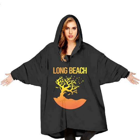 Neon Tree Art Long Beach 70s Blanket Hoodies