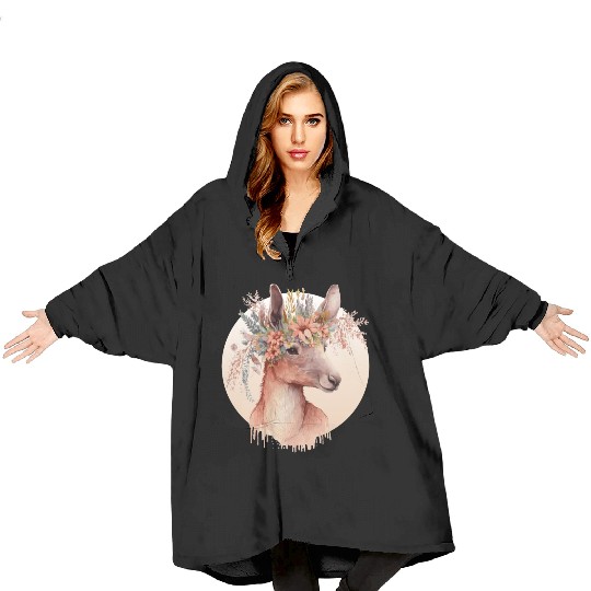 Cute Australian Kangaroo Flower Crown Animal Lover Blanket Hoodies