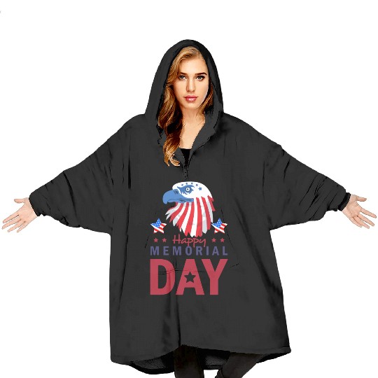 Happy Memorial Day Veterans Brave US Eagle Stars Blanket Hoodies