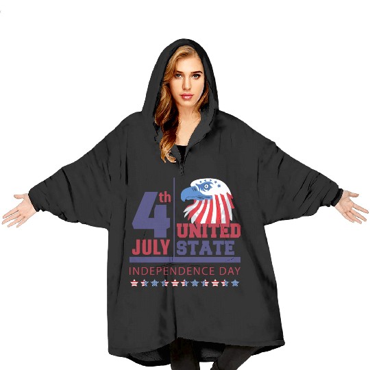 4th July Independence Day United State Eagle Blanket Hoodies