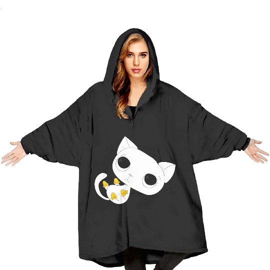 black white kittens 04 Blanket Hoodies