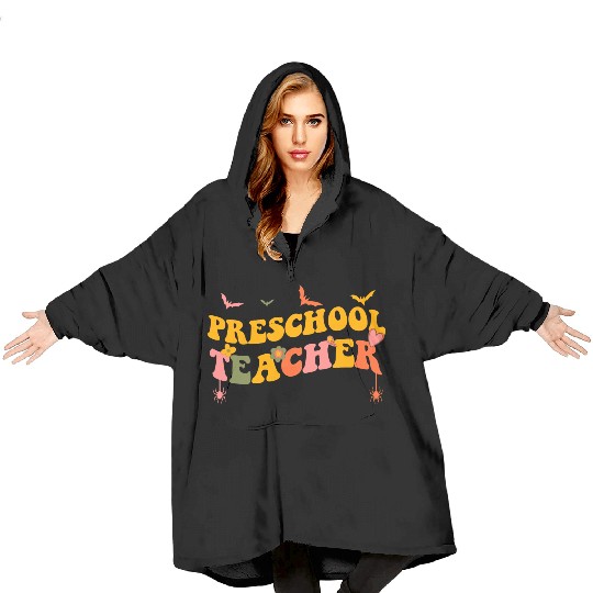 Funny Groovy Halloween Preschool Teacher Men Women Blanket Hoodies