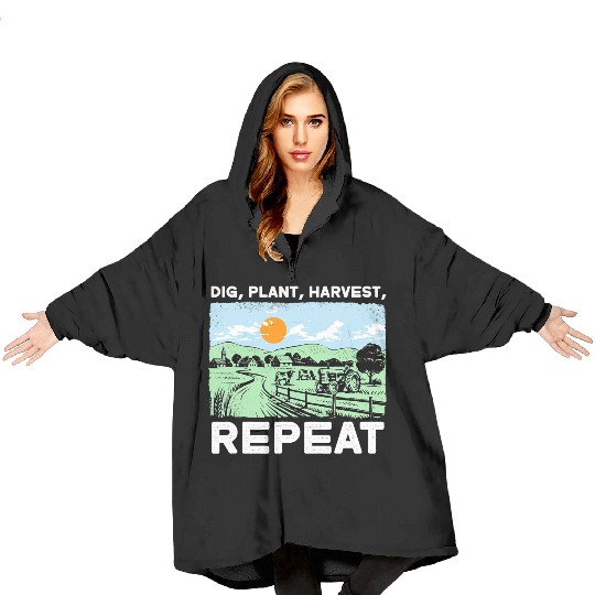 Dig Plant Harvest Repeat I Agriculture Farmer Blanket Hoodies