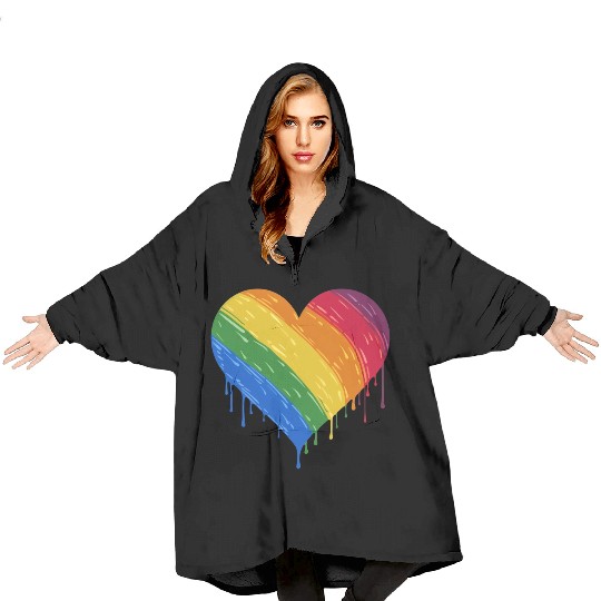 LGBTQ+ Love: Rainbow Heart for Lesbian, Gay, Blanket Hoodies