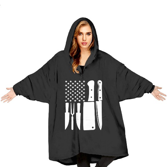 Chef Usa Flag Blanket Hoodies