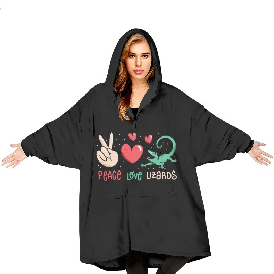 Peace love lizards cute lizard lover quote Blanket Hoodies