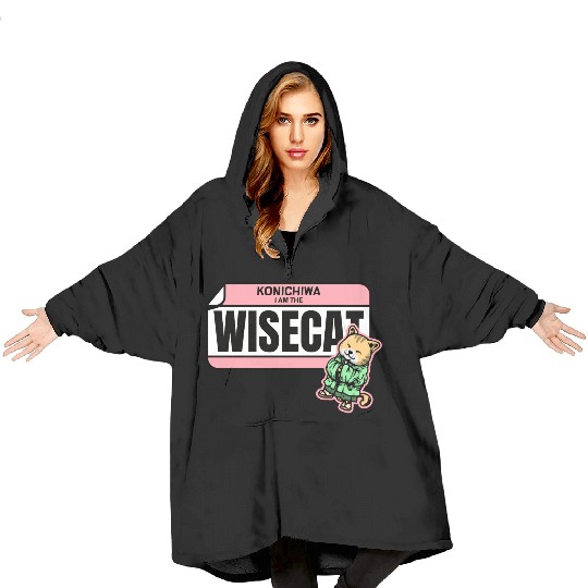 Konichiwa I m the Wise Cat Funny Japanese Name Tag Blanket Hoodies