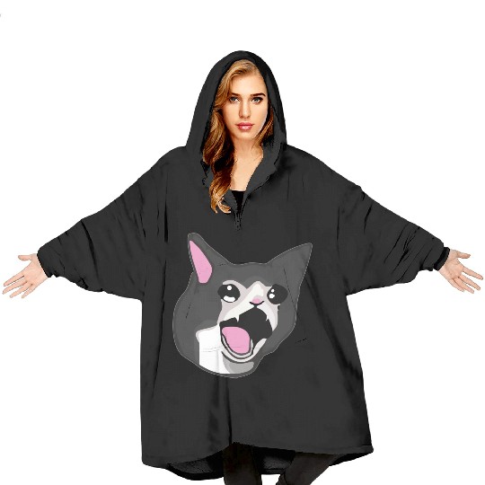 Yamero Crying Screaming Cat Meme Cute Japanese Blanket Hoodies
