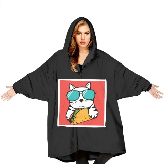 Cool Cat Taco Lover Blanket Hoodies