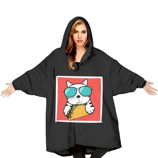 Cool Cat Taco Lover Blanket Hoodies