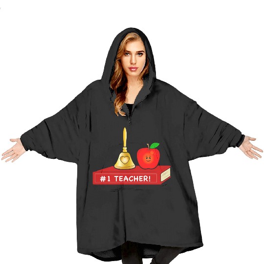 Teacher Appreciation Cute Apple And Bell With Book Blanket Hoodies
