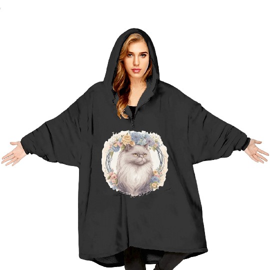 Cute Persian Cat Flower Crown Cats Pet Kitten Blanket Hoodies