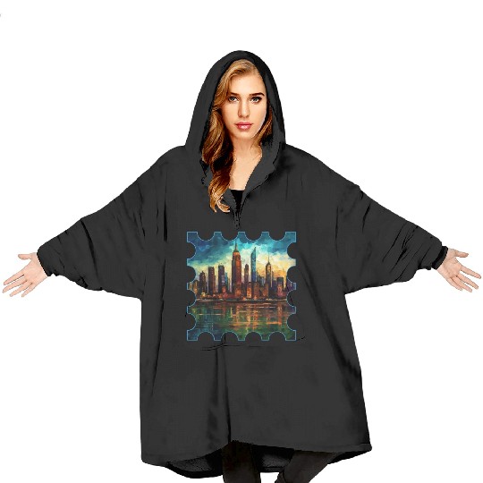 New York skyline Reverie A Symphony of Dreams Blanket Hoodies