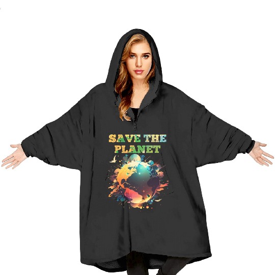 Save the Planet Climate and Nature Care Blanket Hoodies