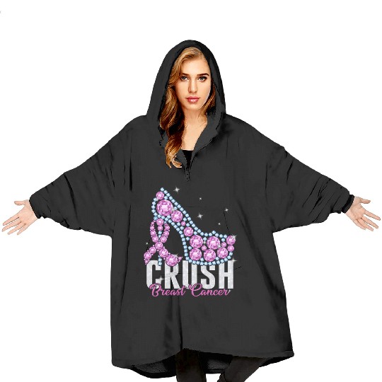 Crush Breast Cancer Bling Ribbon Blanket Hoodies