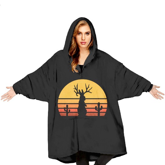 Eighties Jackalope Cryptid Rabbit Blanket Hoodies