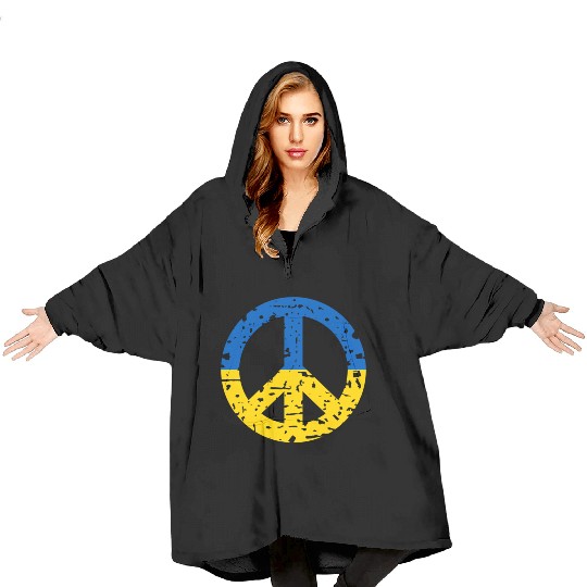 Ukraine Peace Sign Ukrainian Flag Colors Blanket Hoodies