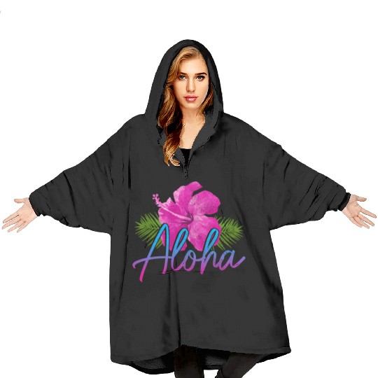 Aloha Hawaiian Islands Hawaii Surf Hibiscus Flower Blanket Hoodies