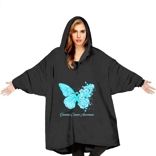 Ovarian Cancer Awareness Ribbon Teal Ovarian Cance Blanket Hoodies