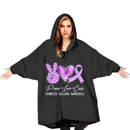 Peace Love Cure Purple Ribbon Domestic Violence Aw Blanket Hoodies