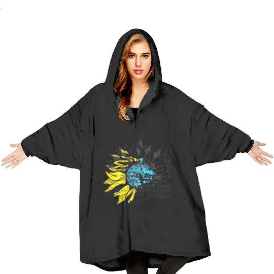Sunflower Ukrainian Flag I Stand With Ukraine Ukra Blanket Hoodies