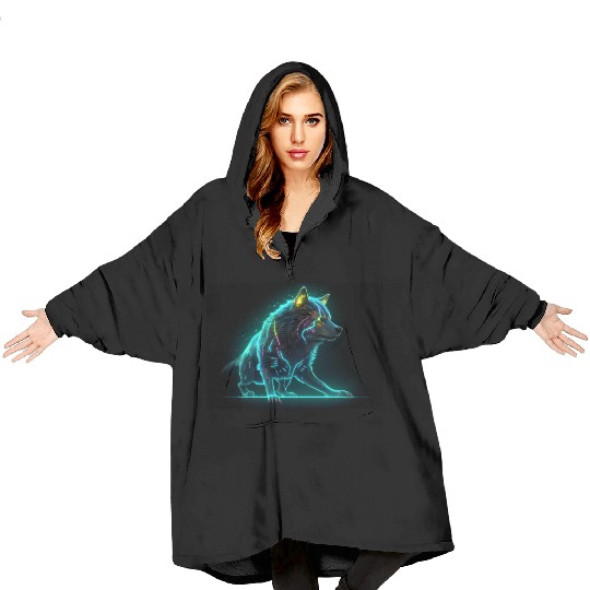 Neon Moon Wolf Blanket Hoodies