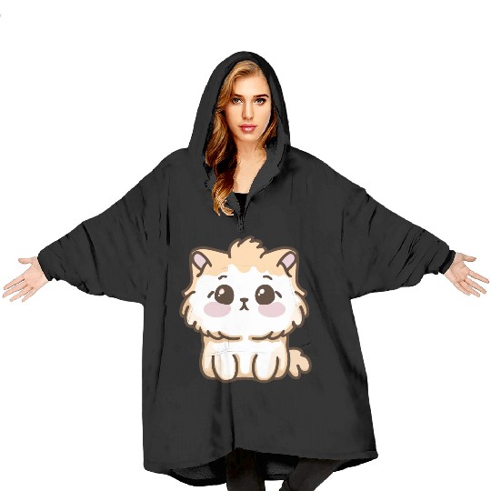 cute kawaii cat valentine gift 1 Blanket Hoodies