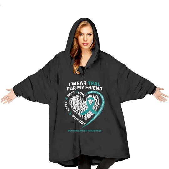 Teal Ribbon Ovarian Cancer Awareness Friend Blanket Hoodies