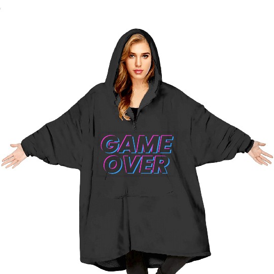 Game over text gamer design 1 Blanket Hoodies