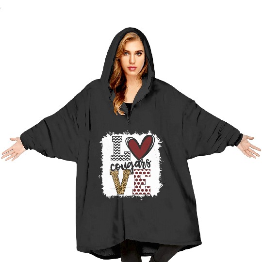 Cougars Mascot Love School Spirit Fantastic Blanket Hoodies
