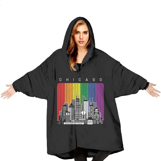 Chicago LGBT Rainbow Flag Blanket Hoodies