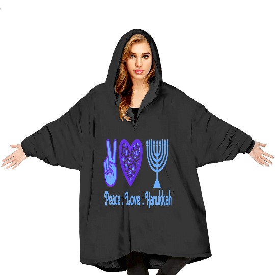Peace Love Hanukkah 2021 Jewish Menorah Hanukkah C Blanket Hoodies