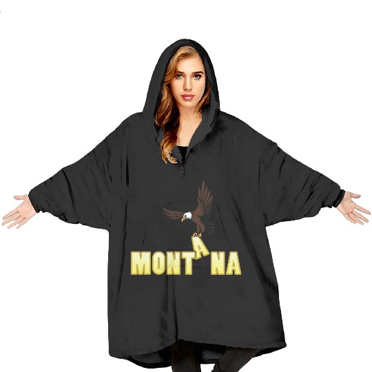 Bald Eagle Bird In Montana Blanket Hoodies