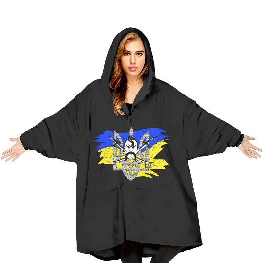 Ukraine Flag Cossack Warrior Ukrainian Tryzub Blanket Hoodies