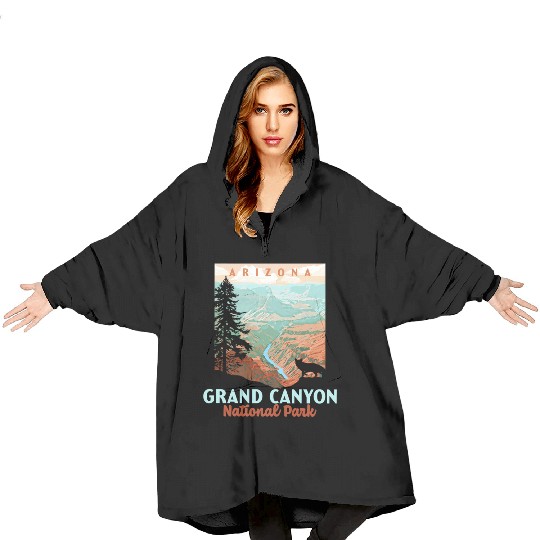 Grand Canyon National Park Arizonna Wpa Style Blanket Hoodies