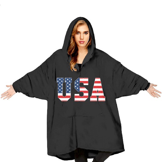 Usa Patriotic American Flag Red White Blue Blanket Hoodies