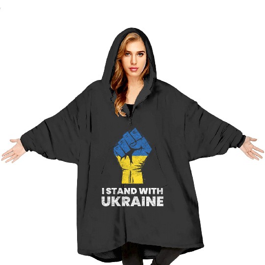 Ukrainian Flag I Stand With Ukraine Flag Blanket Hoodies